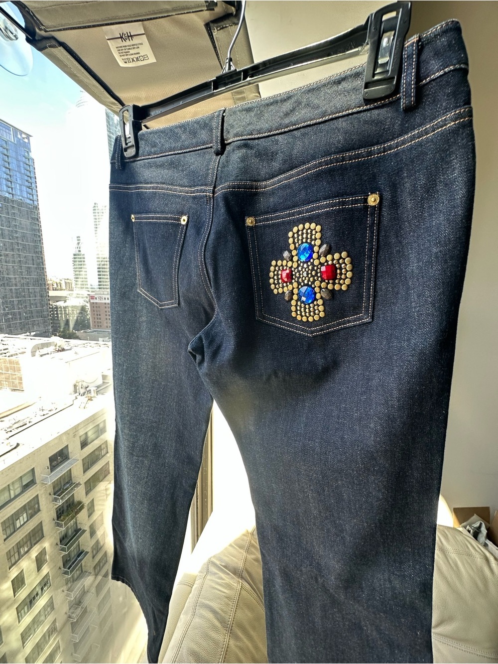 St. John Women's Jeans Size S Straight Leg Y2K Jeans with Jeweled Pocket NWOT